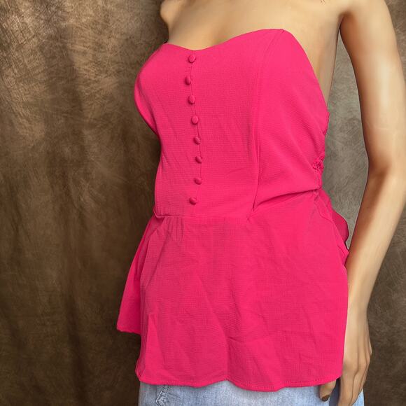 Monteau Los Angeles Pink Strapless Structure Bodice Flowy Hem Women's M Summer - Picture 2 of 16